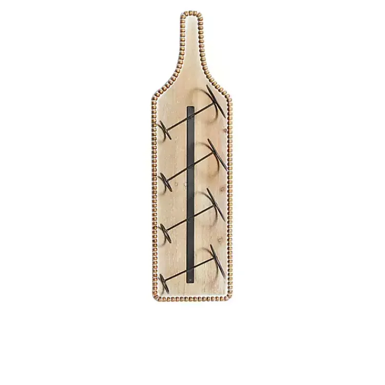 Kirklands Home Brown Wood Bottle Frame Metal Bracket Wine Holder
