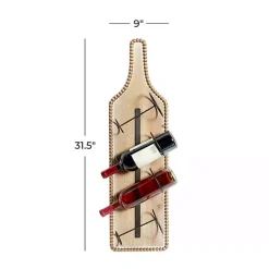 Kirklands Home Brown Wood Bottle Frame Metal Bracket Wine Holder