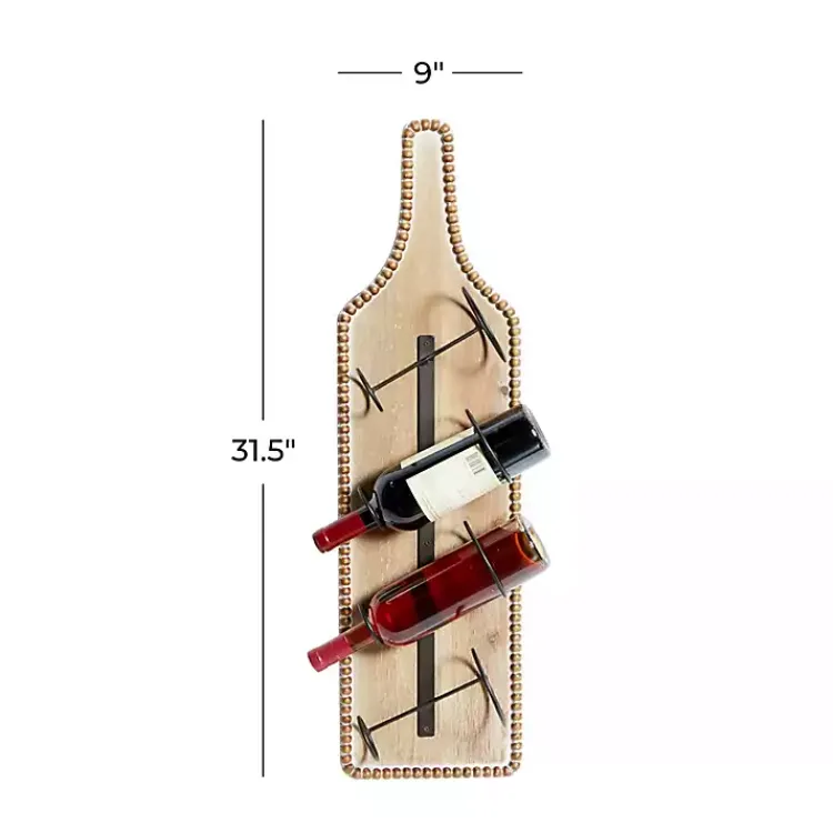 Kirklands Home Brown Wood Bottle Frame Metal Bracket Wine Holder