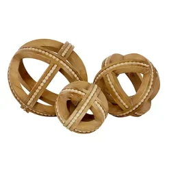 Bowl Filler>Kirklands Home Wood Carved Bead Orbs, Set of 3 Brown