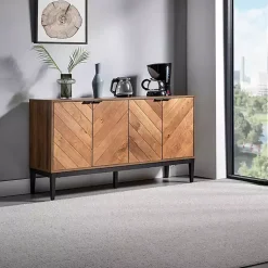Kirklands Home Wood Chevron 4-Door Sideboard Brown Online