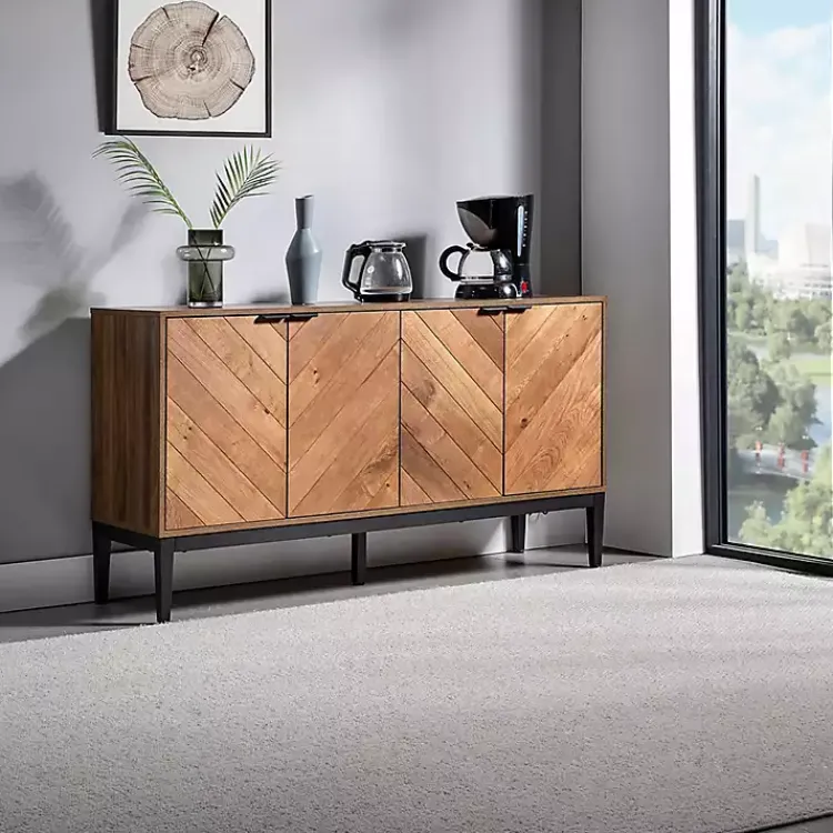 Kirklands Home Wood Chevron 4-Door Sideboard Brown Online