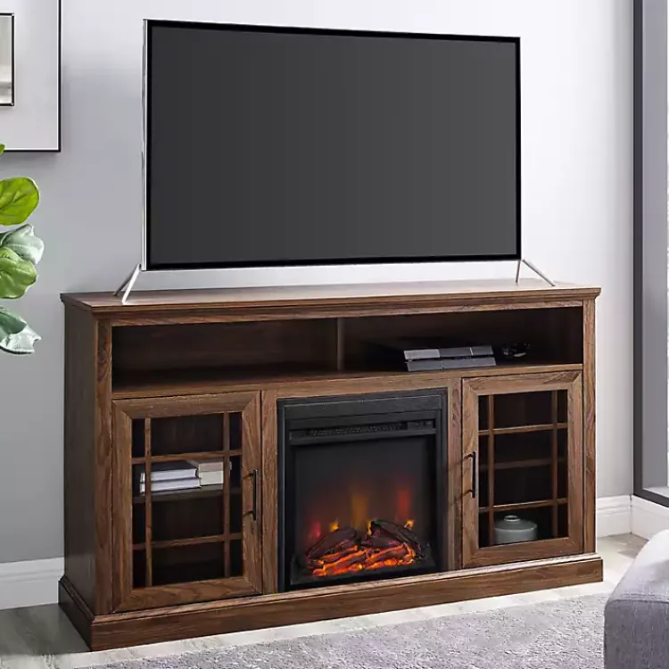 Kirklands Home Wood 2-Door LED Fireplace Cabinet Brown Sale