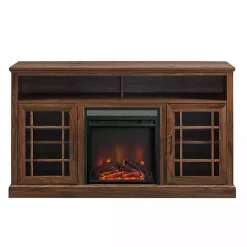 Kirklands Home Wood 2-Door LED Fireplace Cabinet Brown Sale
