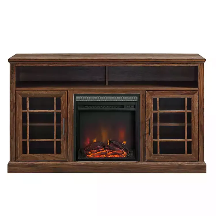 Kirklands Home Wood 2-Door LED Fireplace Cabinet Brown Sale