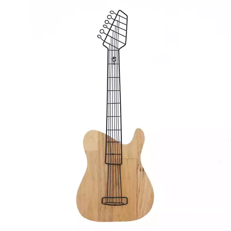 Kirklands Home Brown Wood Electric Guitar Wall Plaque New