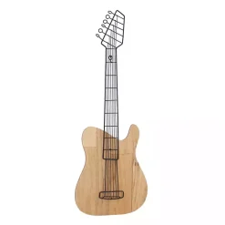 Kirklands Home Brown Wood Electric Guitar Wall Plaque New