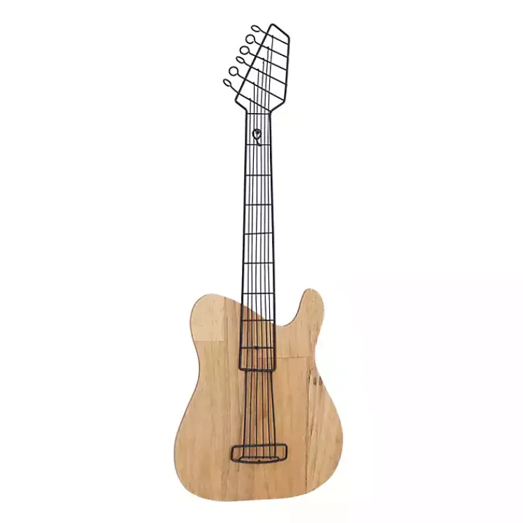 Kirklands Home Brown Wood Electric Guitar Wall Plaque New