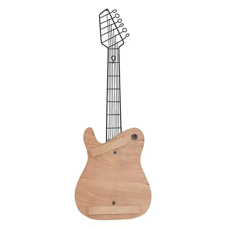 Kirklands Home Brown Wood Electric Guitar Wall Plaque New