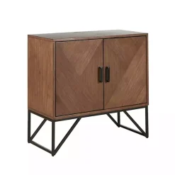 Kirklands Home Brown Wood Frame Metal Base 2-Door Cabinet Clearance