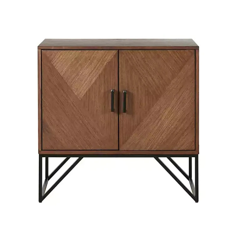 Kirklands Home Brown Wood Frame Metal Base 2-Door Cabinet Clearance