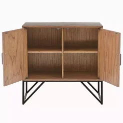 Kirklands Home Brown Wood Frame Metal Base 2-Door Cabinet Clearance
