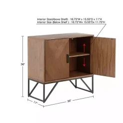 Kirklands Home Brown Wood Frame Metal Base 2-Door Cabinet Clearance