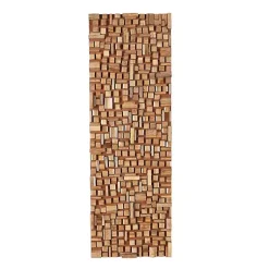 Kirklands Home Wood Geometric Block Wall Plaque, 16x48 in. Brown New