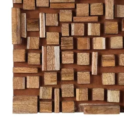 Kirklands Home Wood Geometric Block Wall Plaque, 16x48 in. Brown New