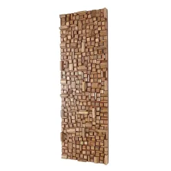 Kirklands Home Wood Geometric Block Wall Plaque, 16x48 in. Brown New