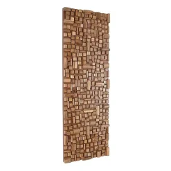 Kirklands Home Wood Geometric Block Wall Plaque, 16x48 in. Brown New