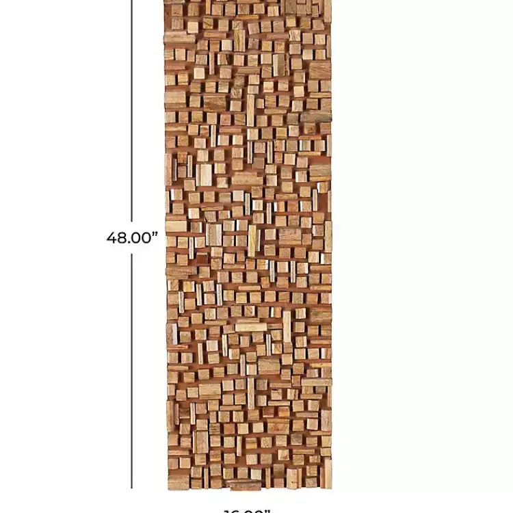 Kirklands Home Wood Geometric Block Wall Plaque, 16x48 in. Brown New