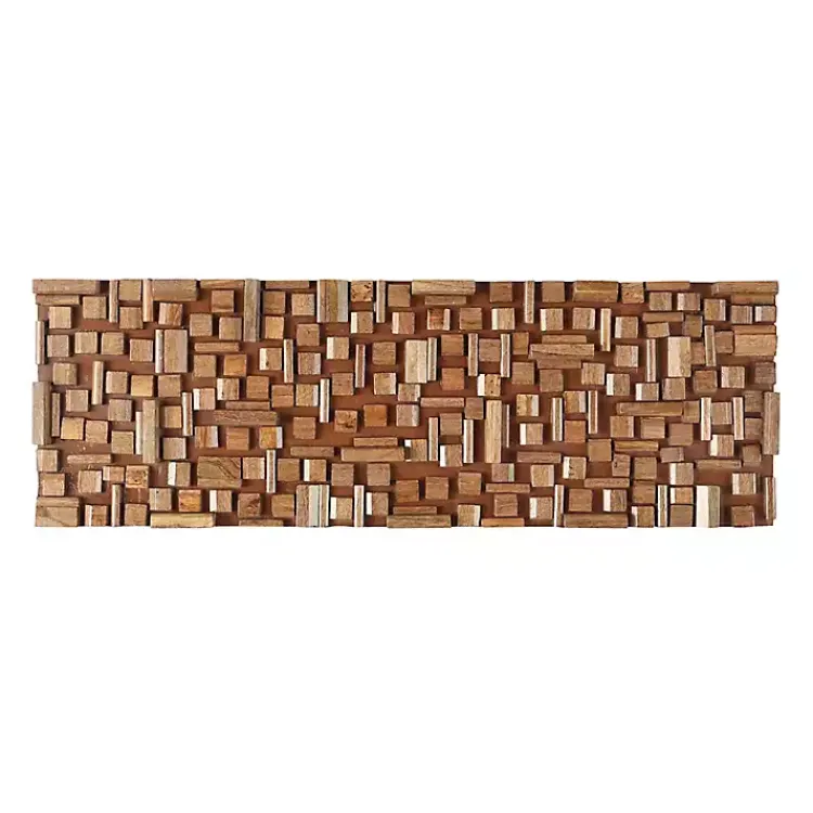Kirklands Home Wood Geometric Block Wall Plaque, 36x12 in. Brown Discount