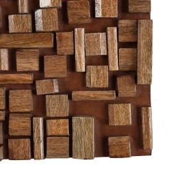 Kirklands Home Wood Geometric Block Wall Plaque, 36x12 in. Brown Discount
