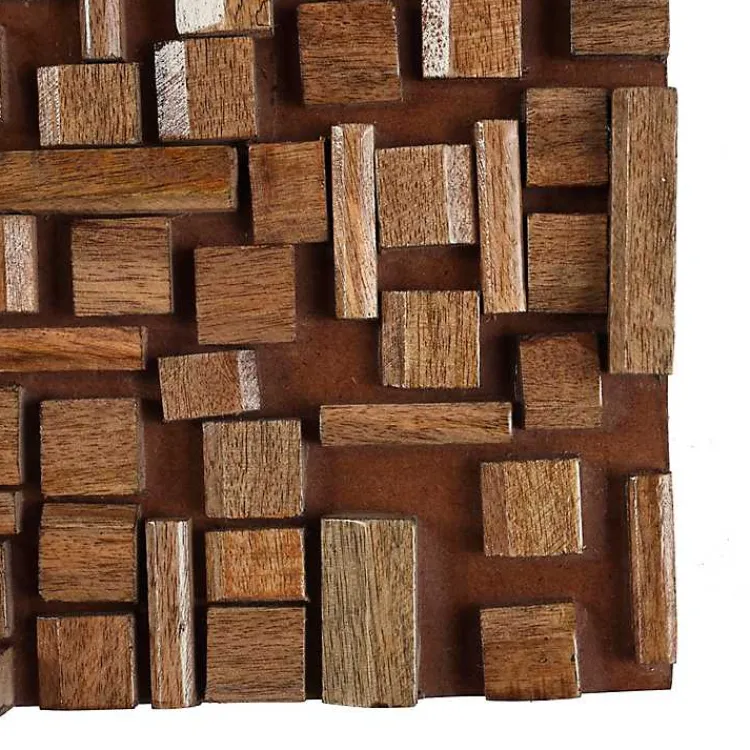 Kirklands Home Wood Geometric Block Wall Plaque, 36x12 in. Brown Discount