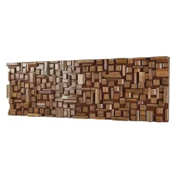 Kirklands Home Wood Geometric Block Wall Plaque, 36x12 in. Brown Discount
