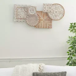 Kirklands Home Brown Wood Geometric Layered Shapes Wall Plaque Clearance
