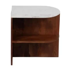 Kirklands Home Brown Wood Half Round Marble Accent Table White Best