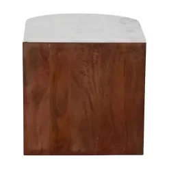 Kirklands Home Brown Wood Half Round Marble Accent Table White Best