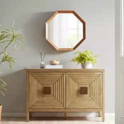 Kirklands Home Wood Layered Doors Cabinet Brown New