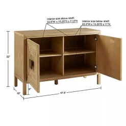 Kirklands Home Wood Layered Doors Cabinet Brown New