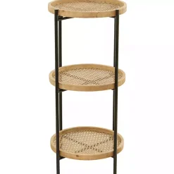 Kirklands Home Wood Mesh Woven 3-Tier Accent Table Brown Discount