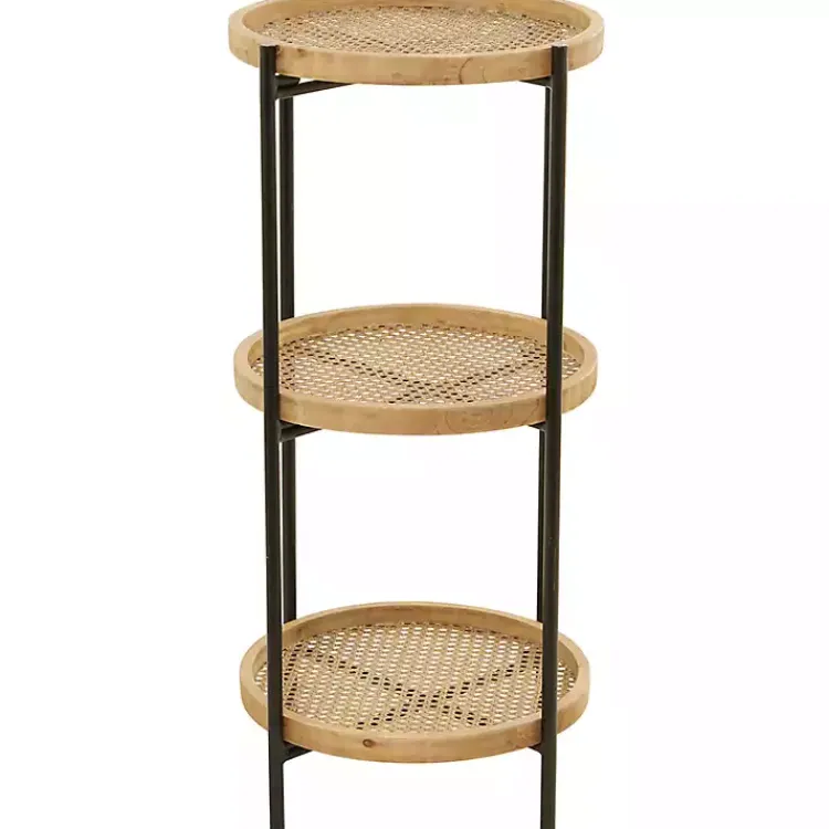 Kirklands Home Wood Mesh Woven 3-Tier Accent Table Brown Discount