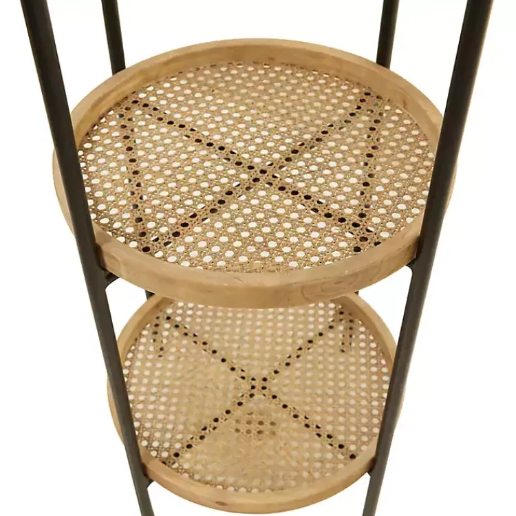 Kirklands Home Wood Mesh Woven 3-Tier Accent Table Brown Discount