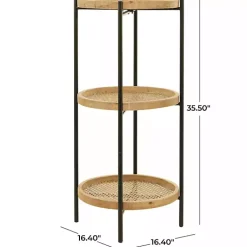 Kirklands Home Wood Mesh Woven 3-Tier Accent Table Brown Discount
