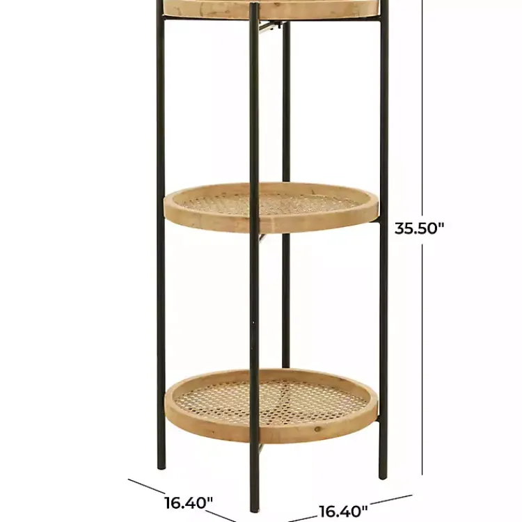 Kirklands Home Wood Mesh Woven 3-Tier Accent Table Brown Discount