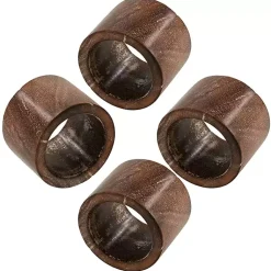 Kirklands Home Wood Napkin Rings, Set of 4 Brown Outlet