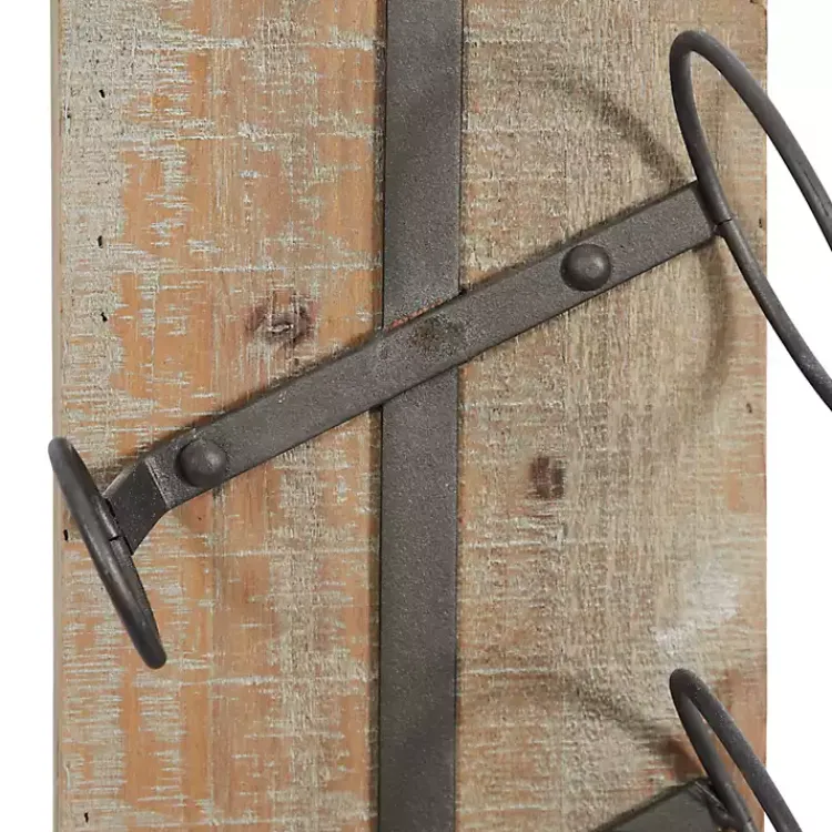 Kirklands Home Wood Panel Black Metal Wine Rack Brown