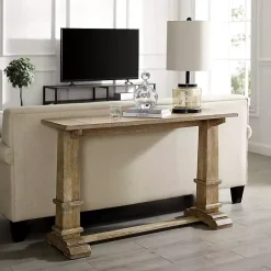 Kirklands Home Brown Wood Pedestal Base Console Table New