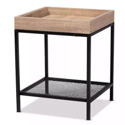 Kirklands Home Wood Raised Edge Side Table Brown
