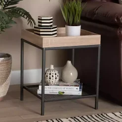 Kirklands Home Wood Raised Edge Side Table Brown