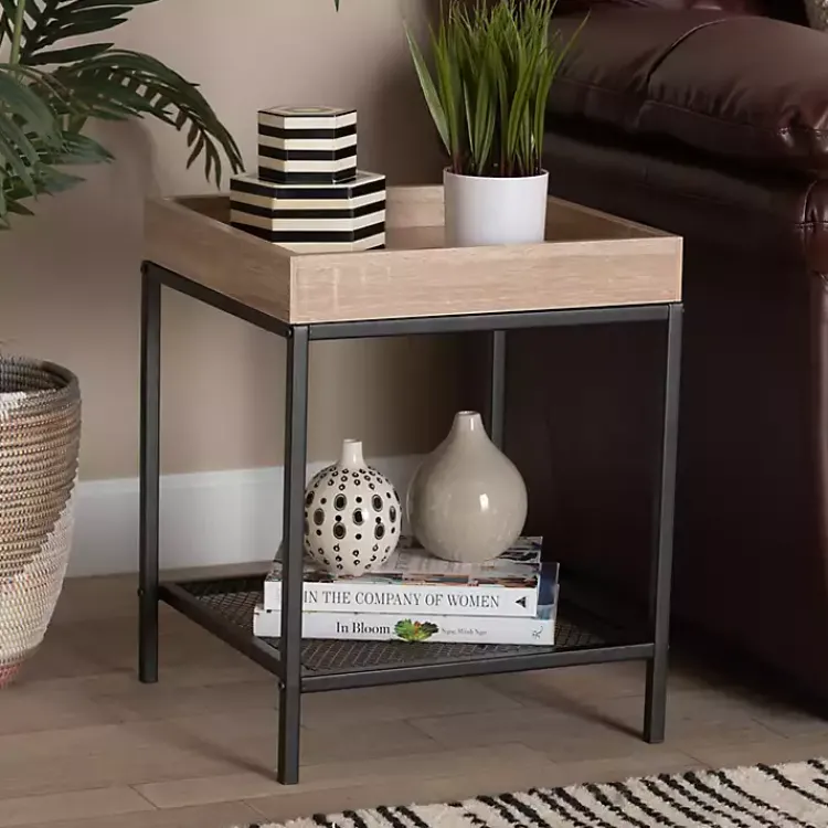 Kirklands Home Wood Raised Edge Side Table Brown