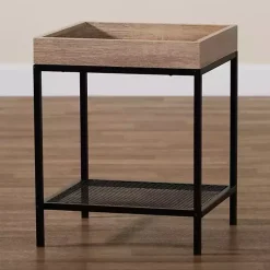 Kirklands Home Wood Raised Edge Side Table Brown