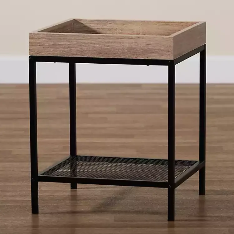 Kirklands Home Wood Raised Edge Side Table Brown
