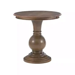 Kirklands Home Wood Round Base Side Table Brown
