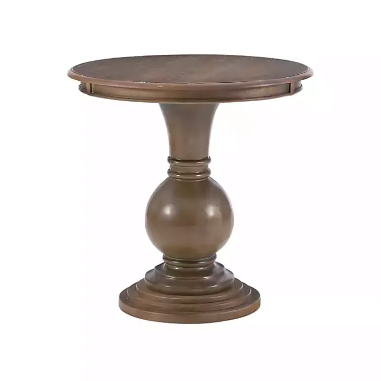 Kirklands Home Wood Round Base Side Table Brown