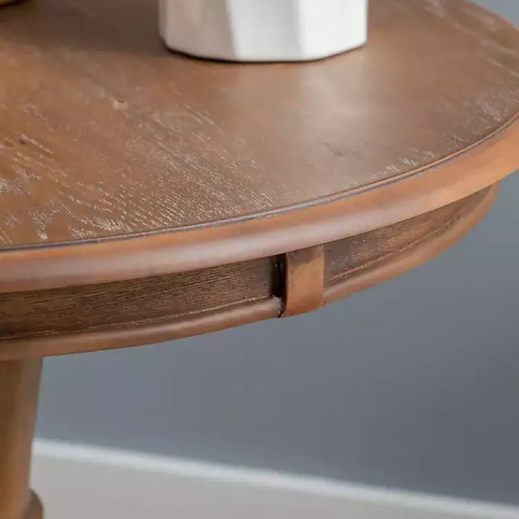 Kirklands Home Wood Round Base Side Table Brown