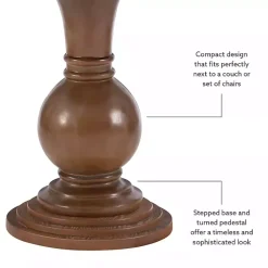 Kirklands Home Wood Round Base Side Table Brown