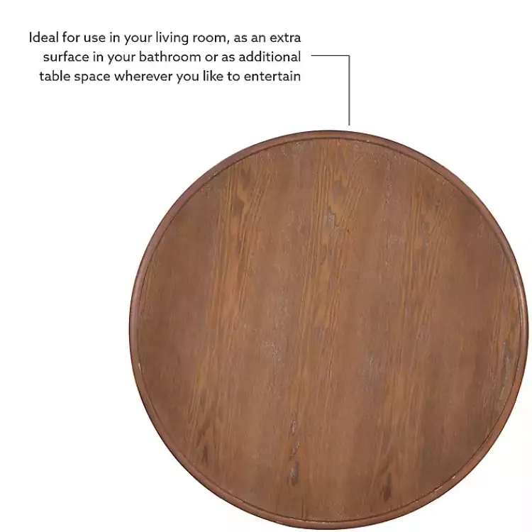 Kirklands Home Wood Round Base Side Table Brown