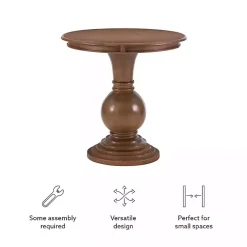 Kirklands Home Wood Round Base Side Table Brown